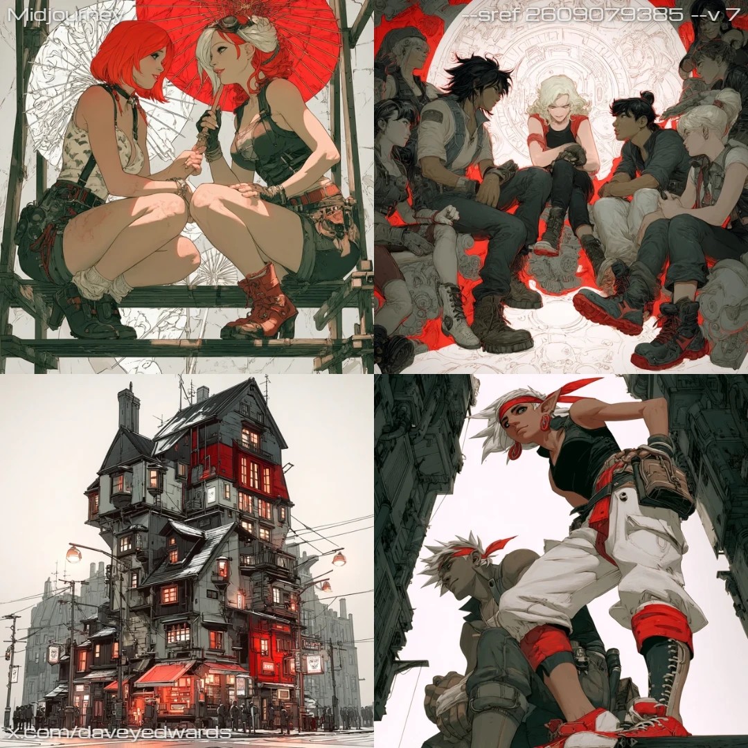 Manga art style with high contrast and detailed linework.