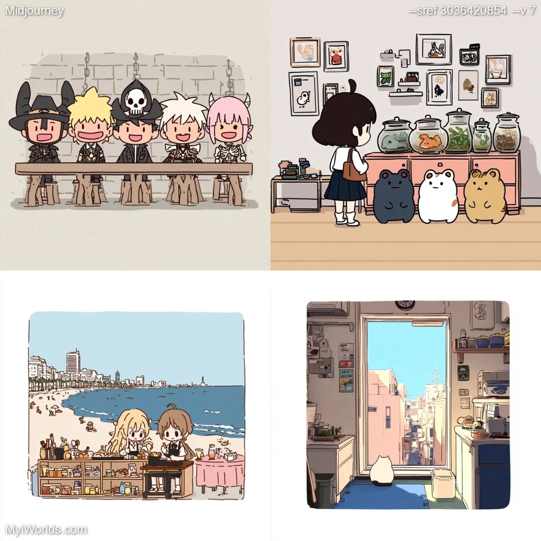 Cartoon manga art with a flat, colorful style and simple composition.