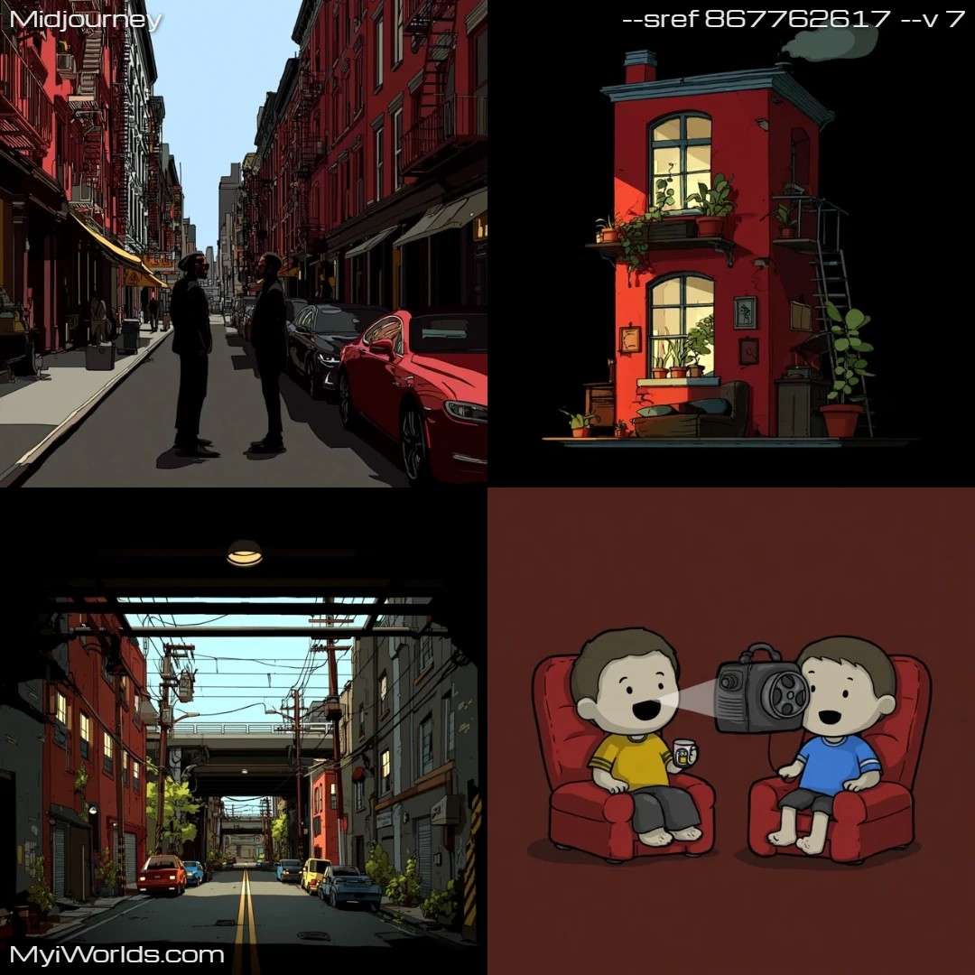 Digital art with realistic high contrast, focusing on an urban setting.