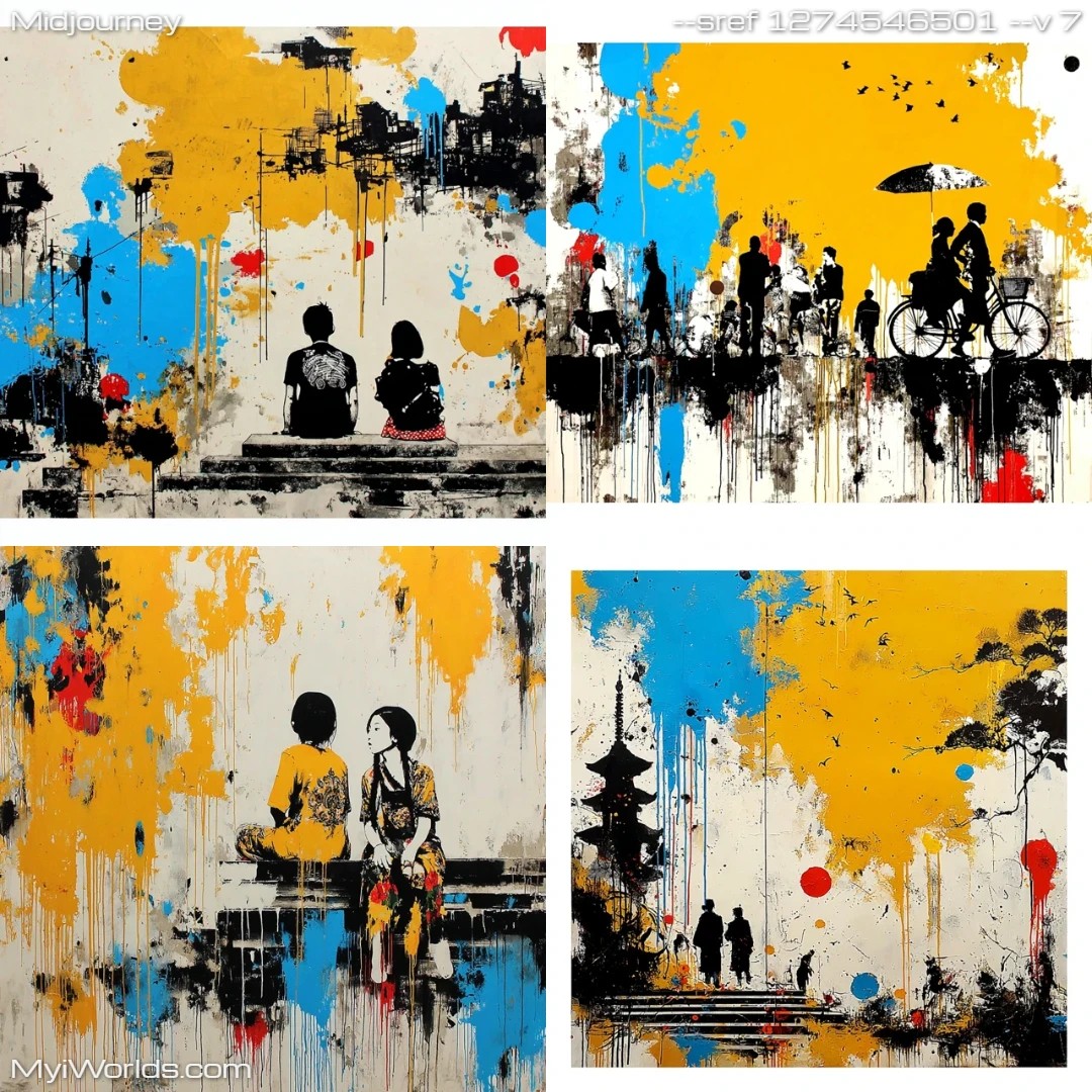 Expressionistic-colorful-abstract-with-textured-brushwork,-depicting-an-urban-landscape.