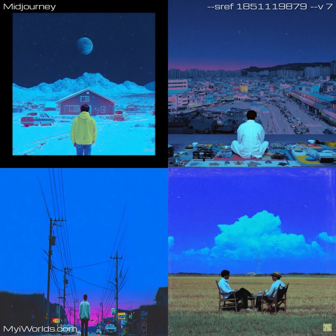 Graphic art with a minimalist night scene using silhouettes.