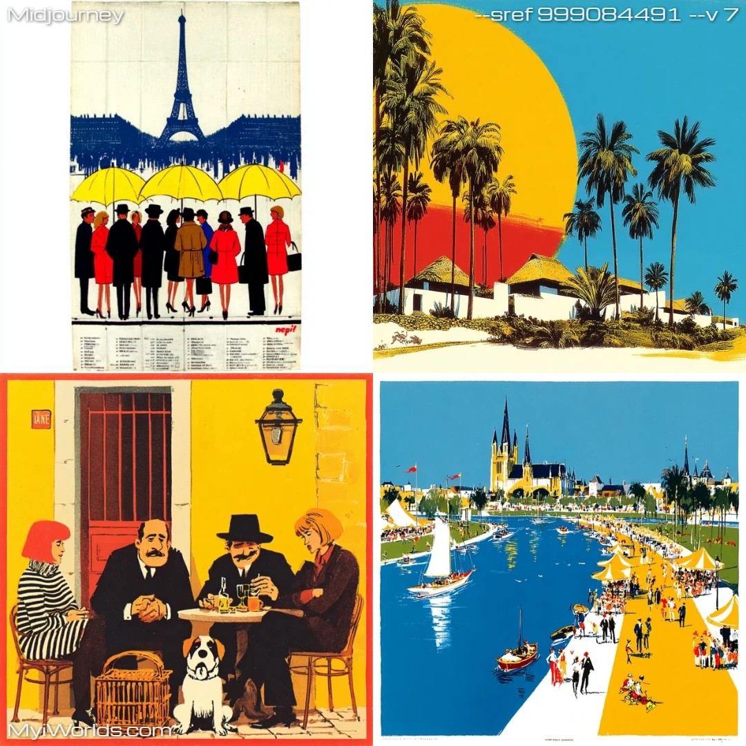 Vintage graphic art with bright colors, stylized illustration.