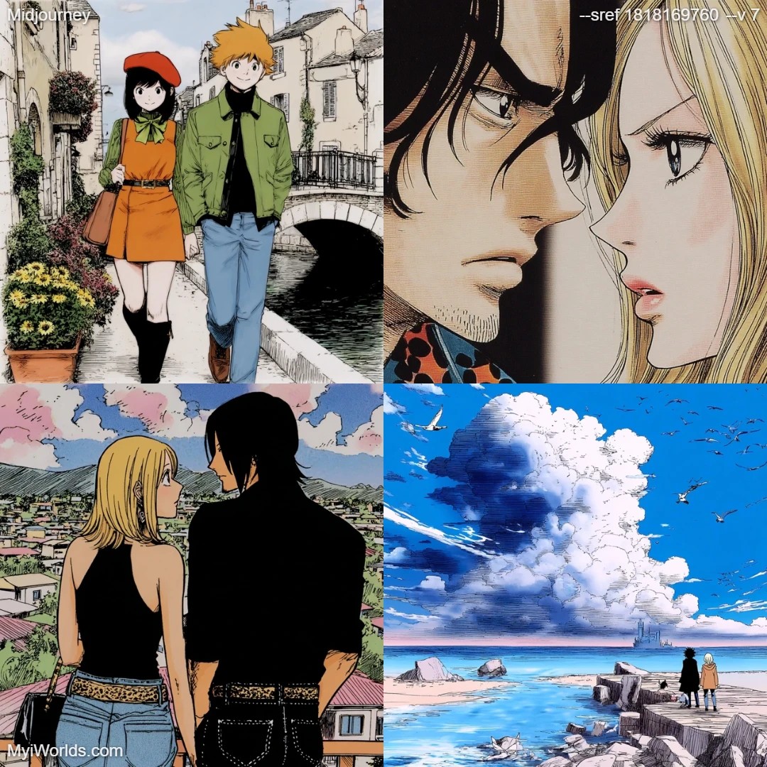 Anime style manga with high contrast and vibrant colors.