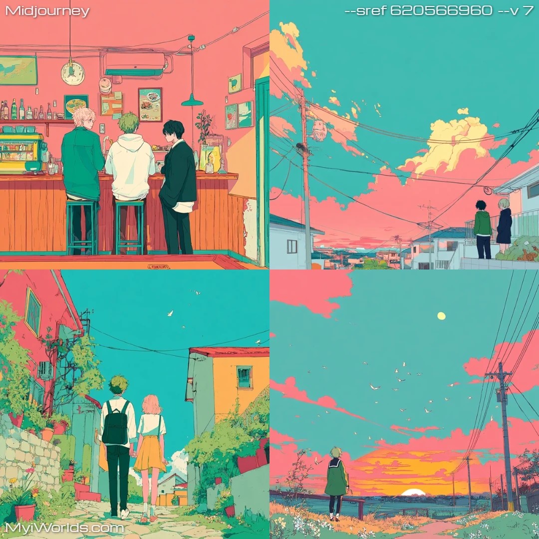 Stylized anime comic art with pastel colors and a focus on visual narrative.
