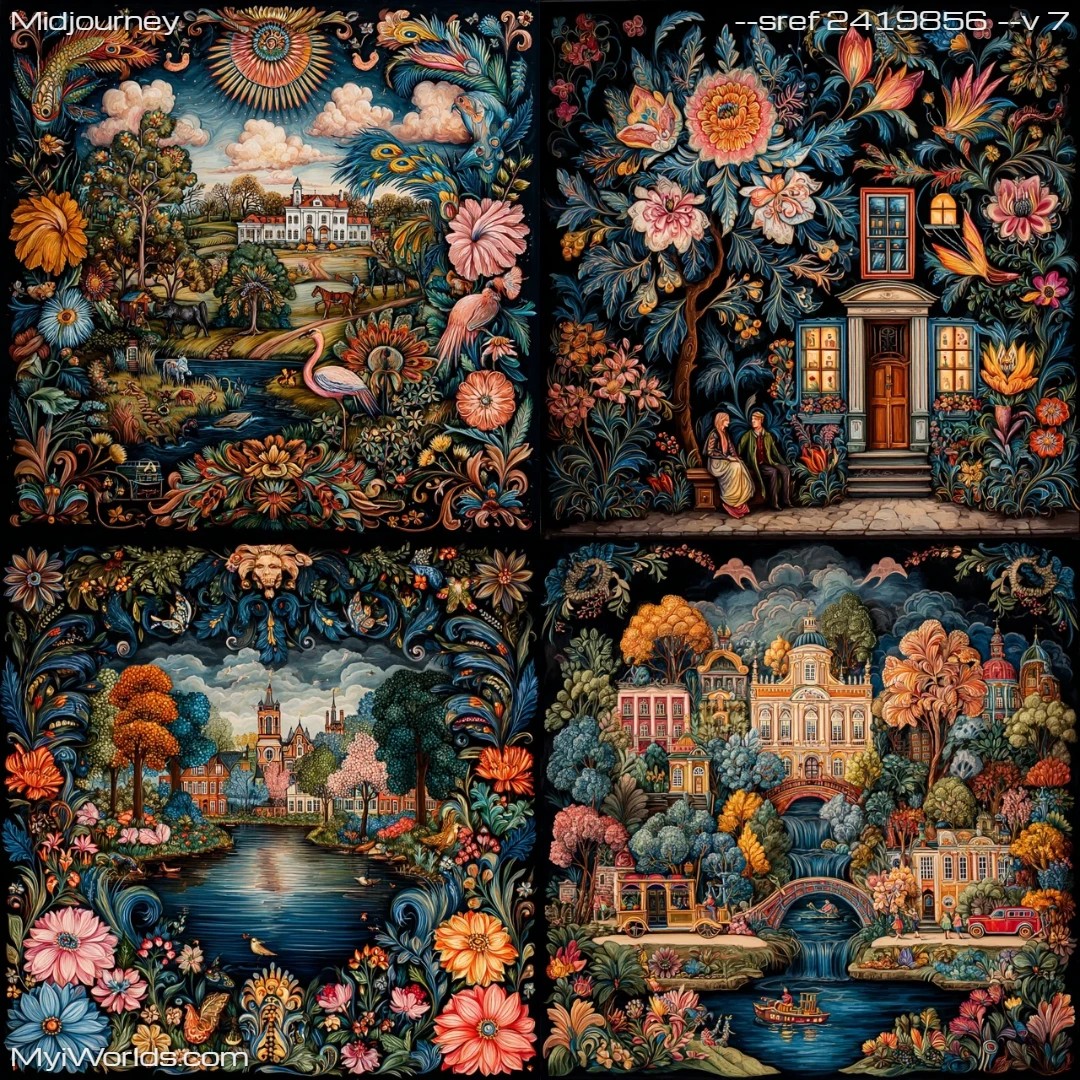 Mixed-media-floral-art-with-a-textile-like-effect,-featuring-nature-and-intricate-patterns.
