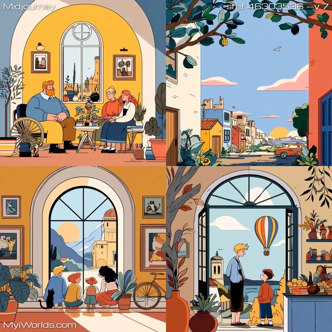 Realistic-illustration-with-soft,-naturalistic-lighting-that-features-curved-frame-compositions-in-a-neutral-color-palette.