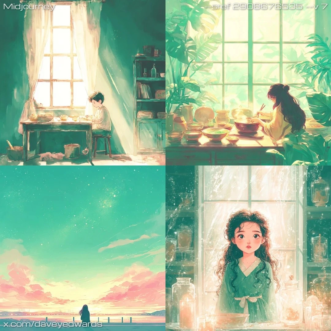 Illustrated manga with soft focus and naturalistic lighting.