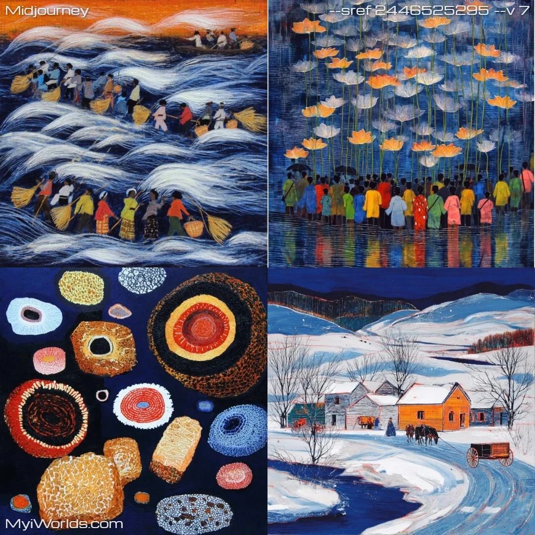 Expressionistic painting with high contrast, dark tones and textures.