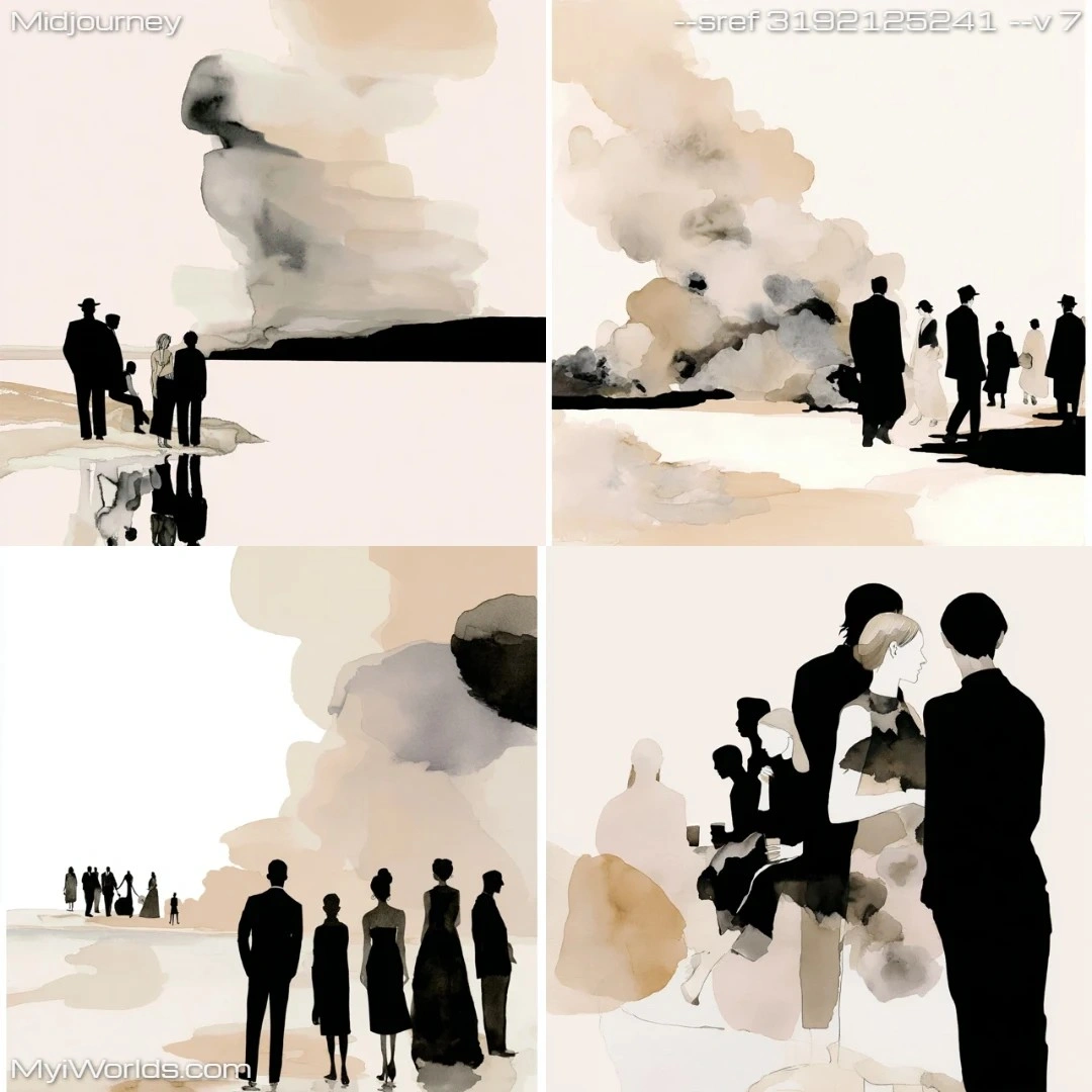Minimalistic-monochromatic-silhouettes-with-a-narrative-composition.