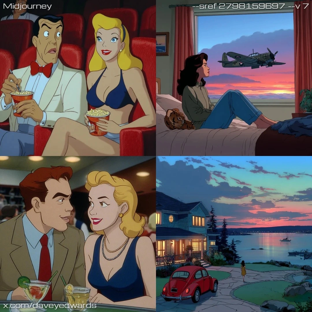 Cartoonish, flat colors with a comic book style.