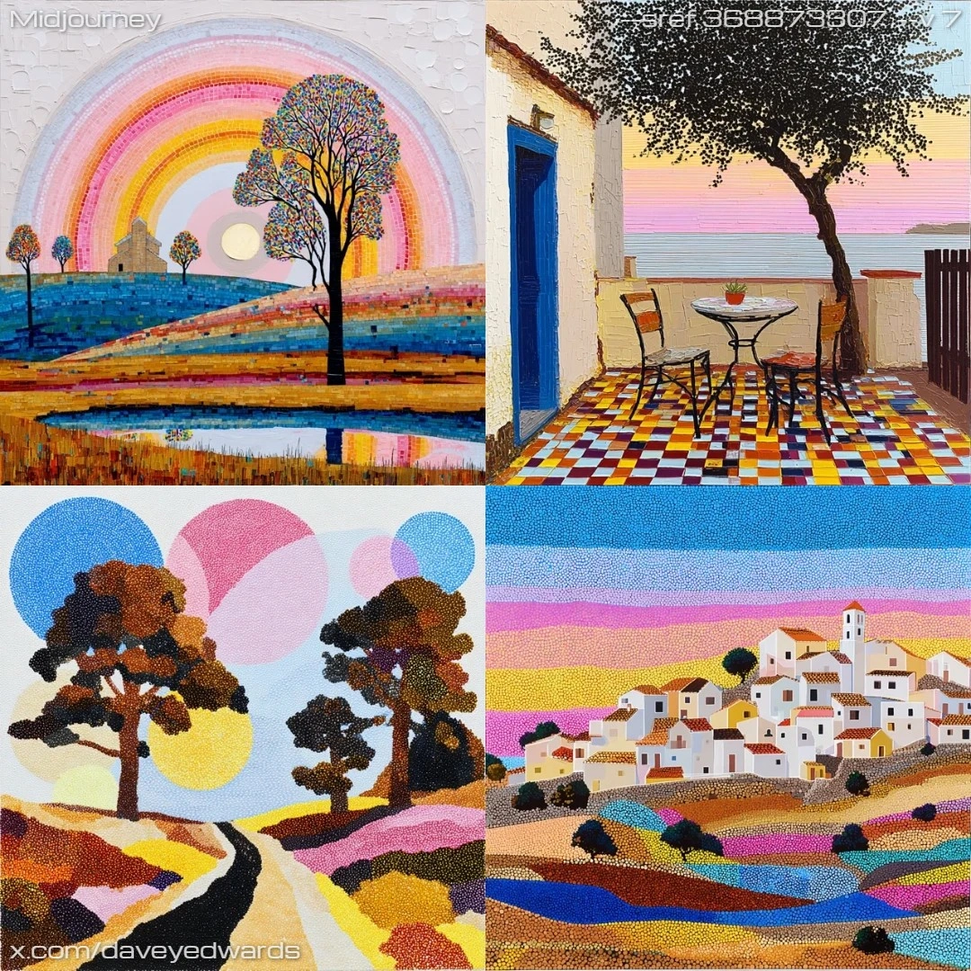 Expressionistic art with vibrant, stylized colors.