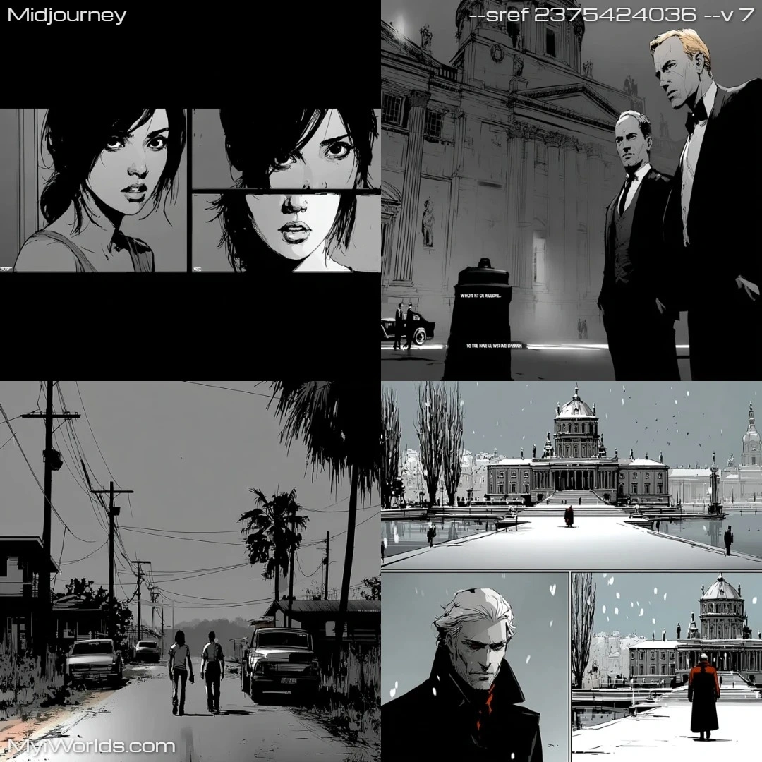 Noir-style high-contrast black-and-white photography.