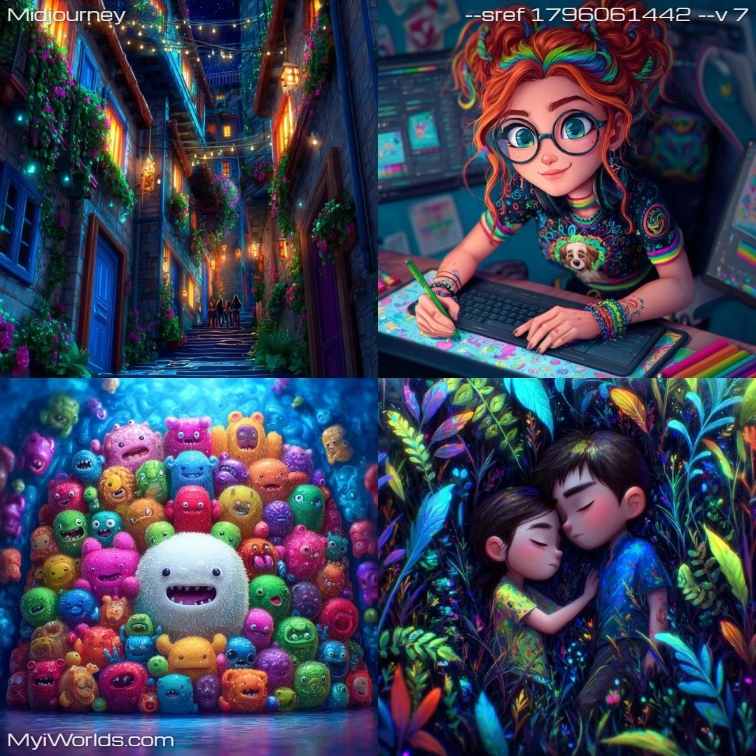 Fantasy-themed digital art with cyberpunk aesthetic, featuring vibrant colors and an illustrative style.