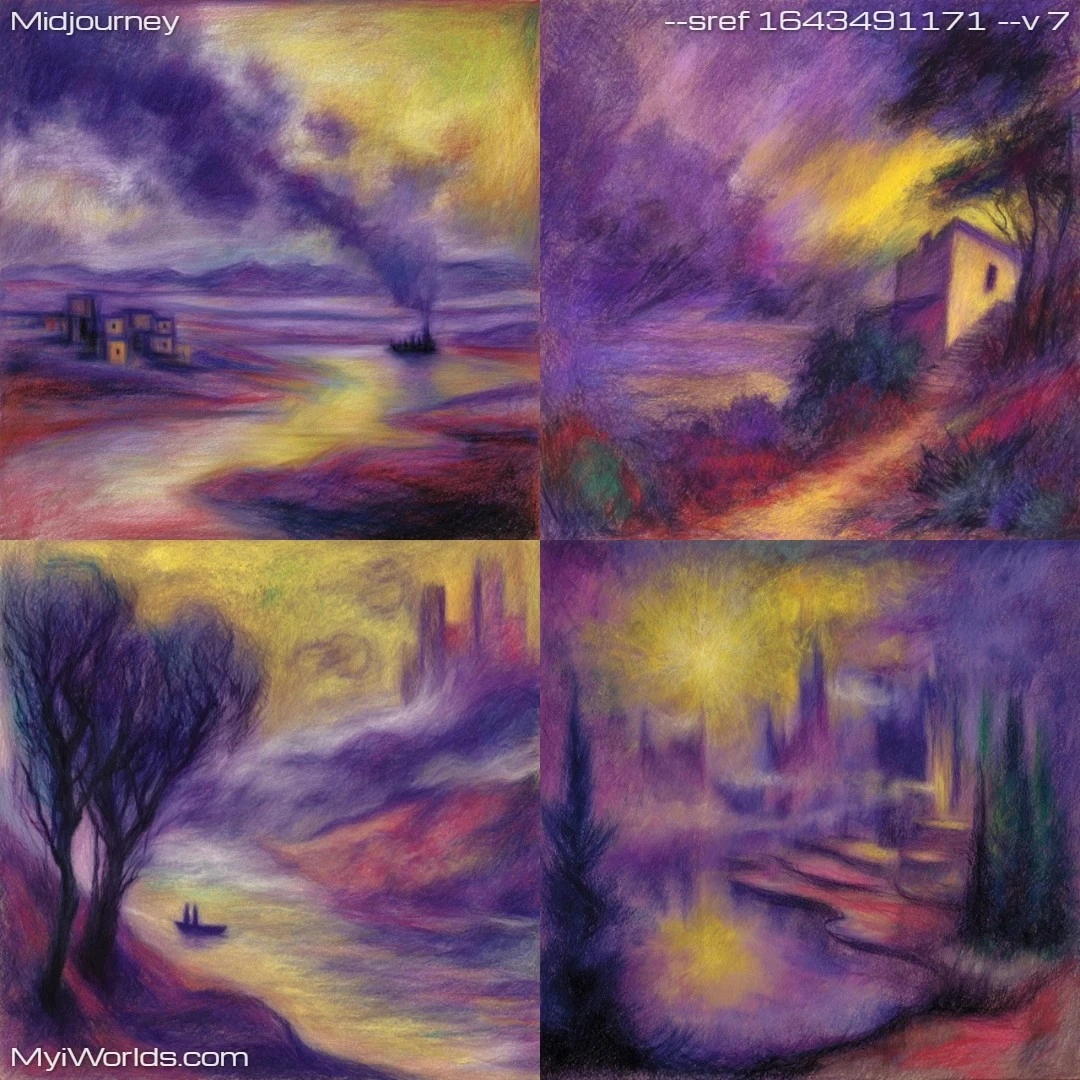 Expressionistic-landscape-painting-with-bright,-monochromatic-use-of-light-and-darkness.