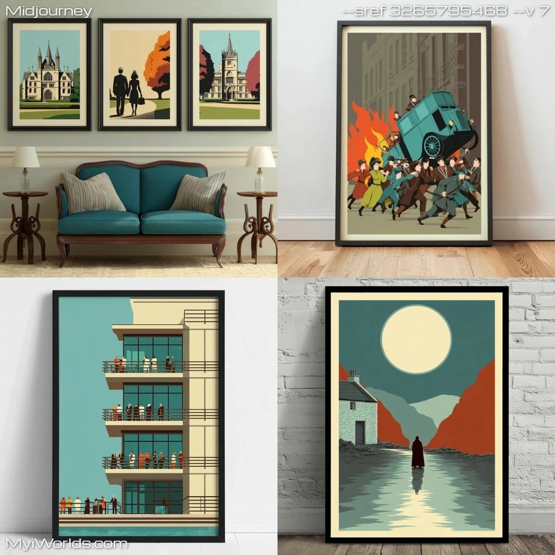 Modern monochromatic cityscape with geometric shapes.