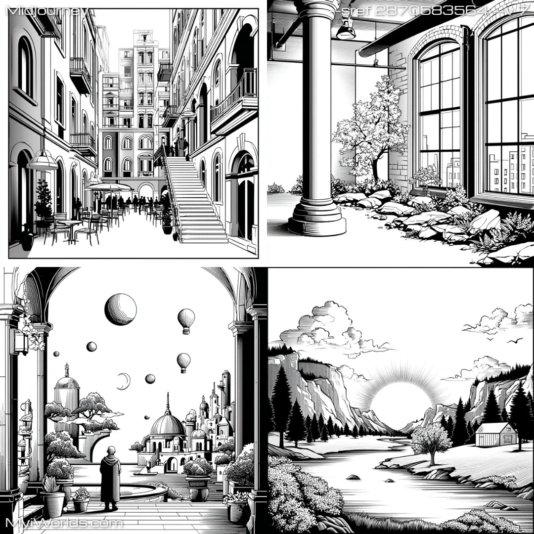 Monochromatic-art-with-perspective-drawing,-using-mixed-media-and-high-contrast-in-a-comic-book-style.