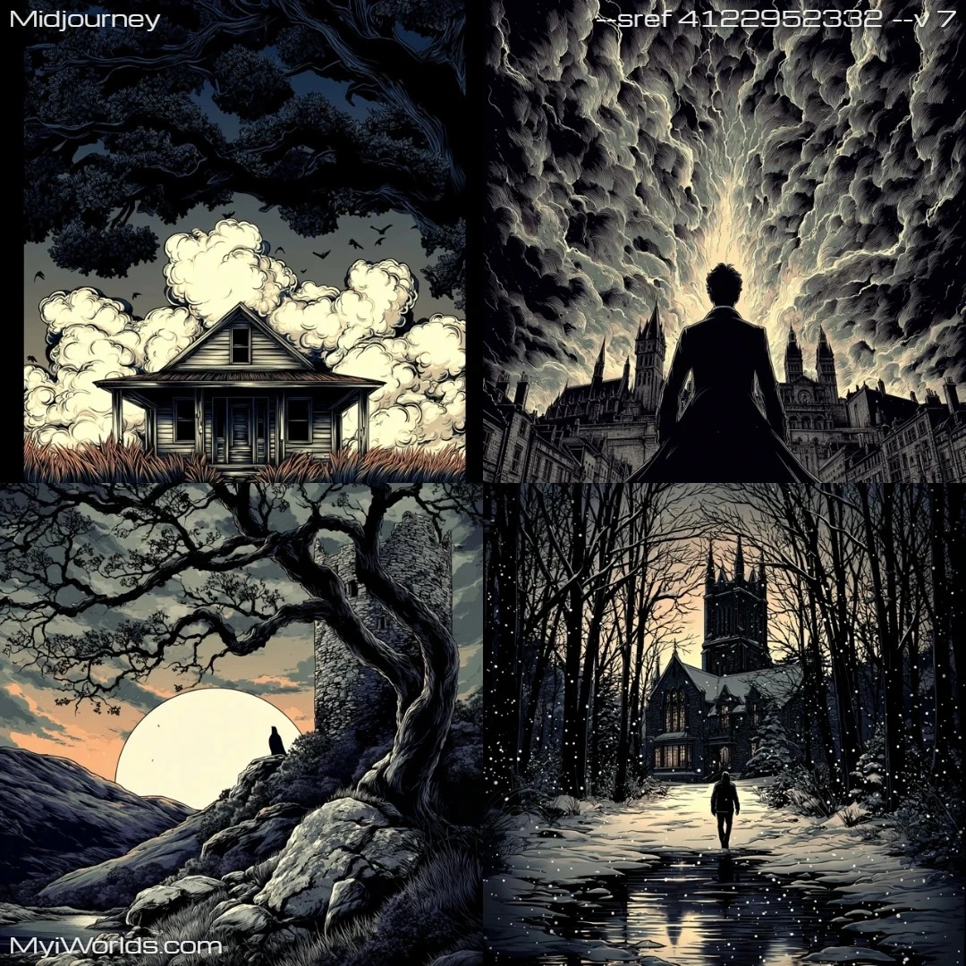 Dark romantic mixed media with detailed composition and contrasting tones.