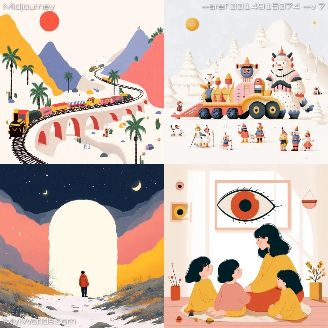 Stylized digital art with bright, flat colors and a simplified illustration style.