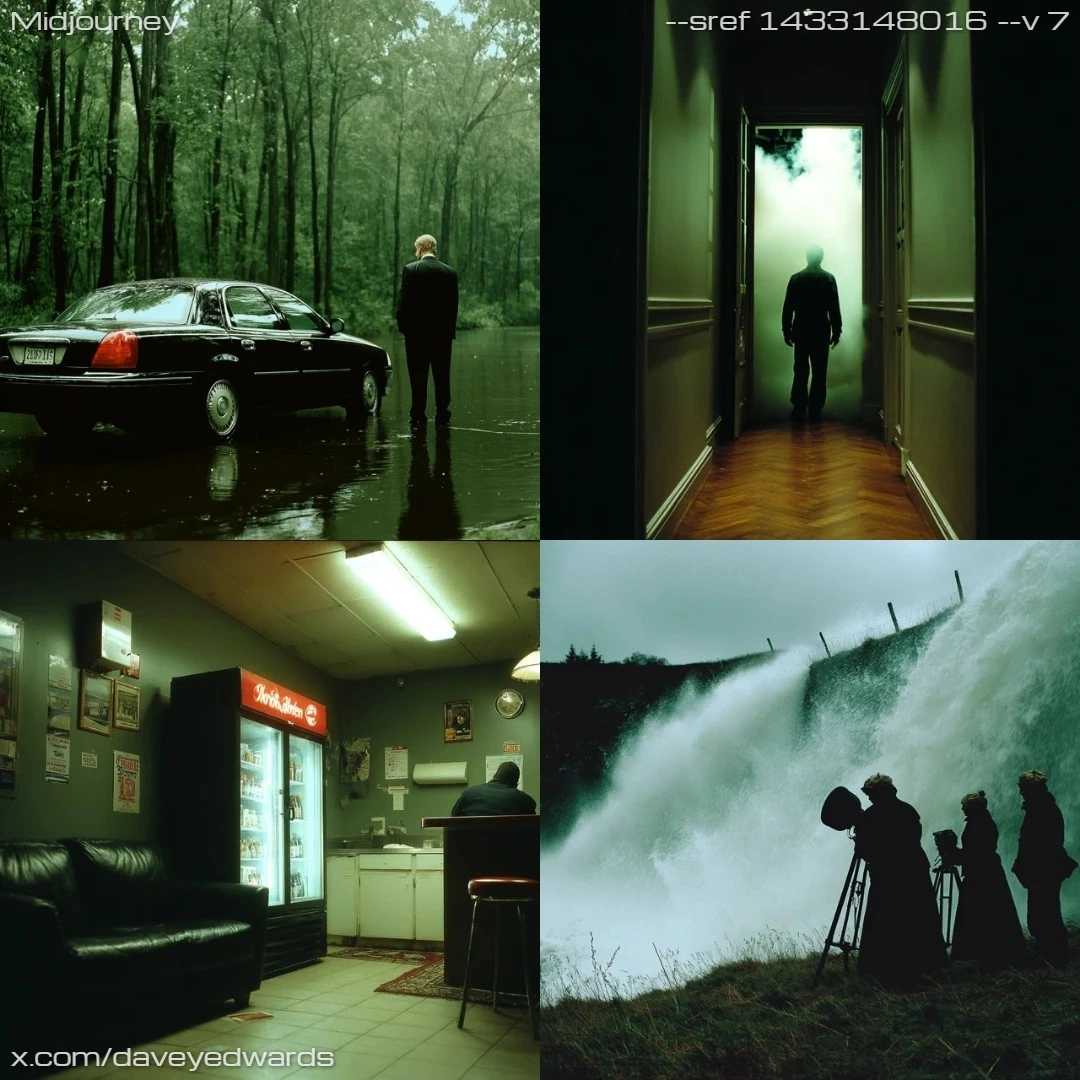 Atmospheric noir with muted colors and ambient lighting.