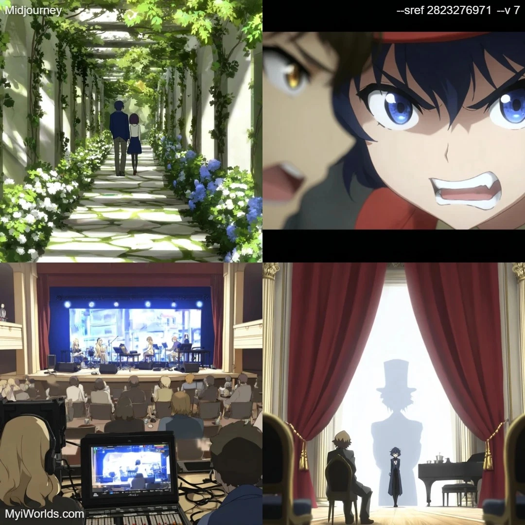 Animated manga style with dramatic high-contrast lighting.