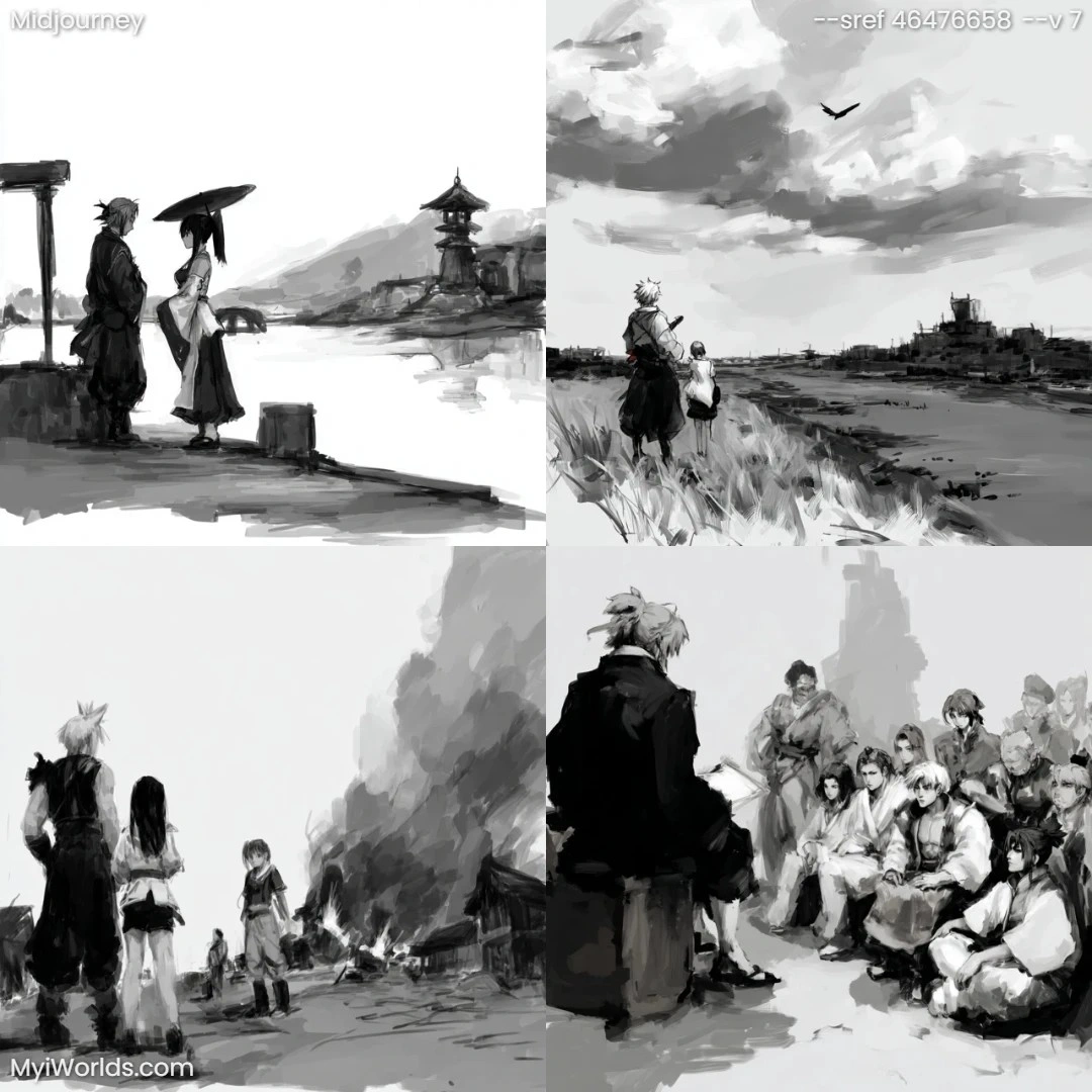 Watercolor-narrative-art-with-a-muted,-monochromatic-palette.