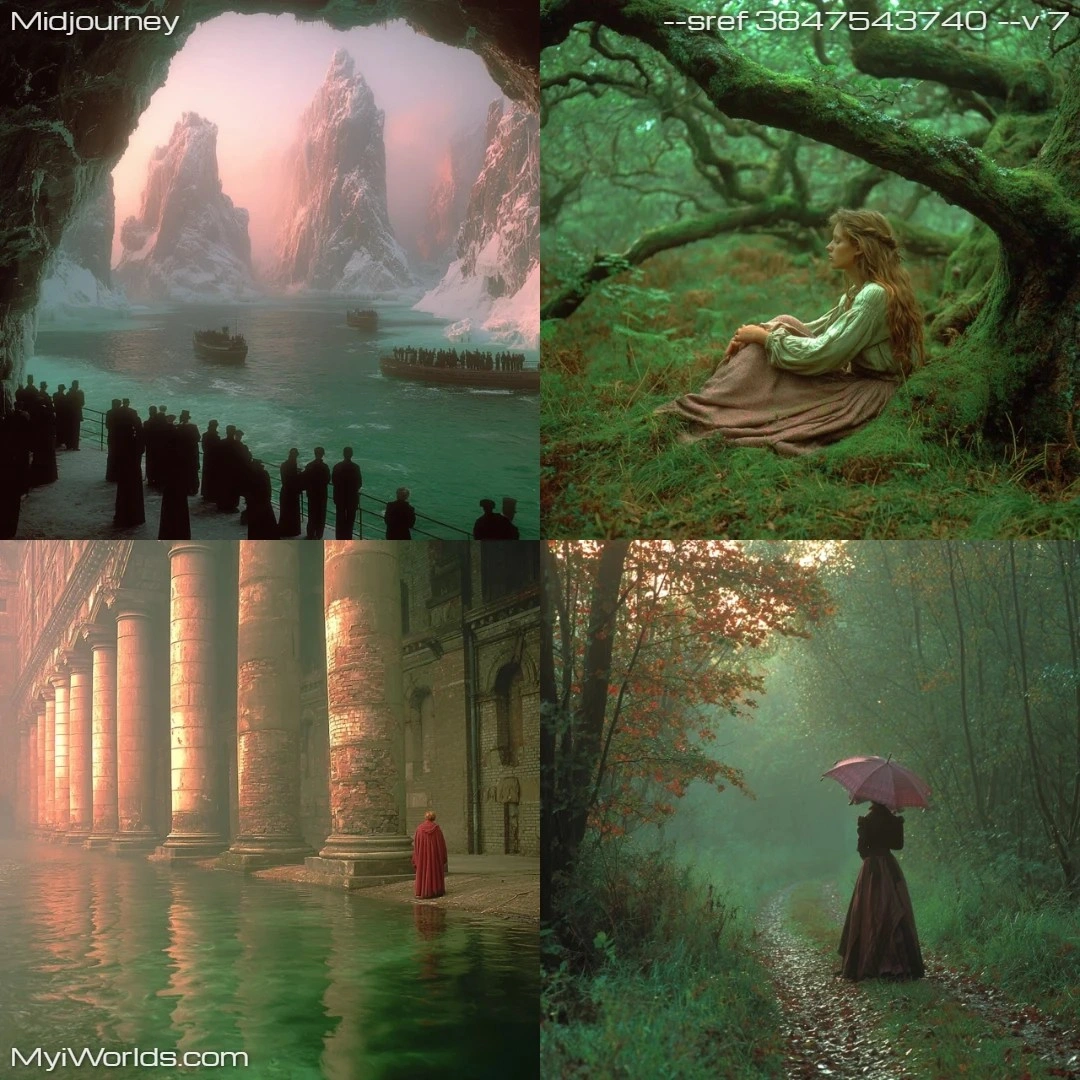 Digital art with high contrast, creating a misty atmosphere.