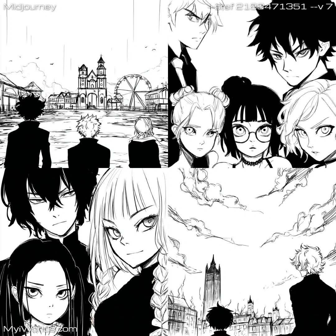 Manga-art-style-with-dark-ambiance,-featuring-profile-of-anime-characters-in-a-comic-book-illustration.