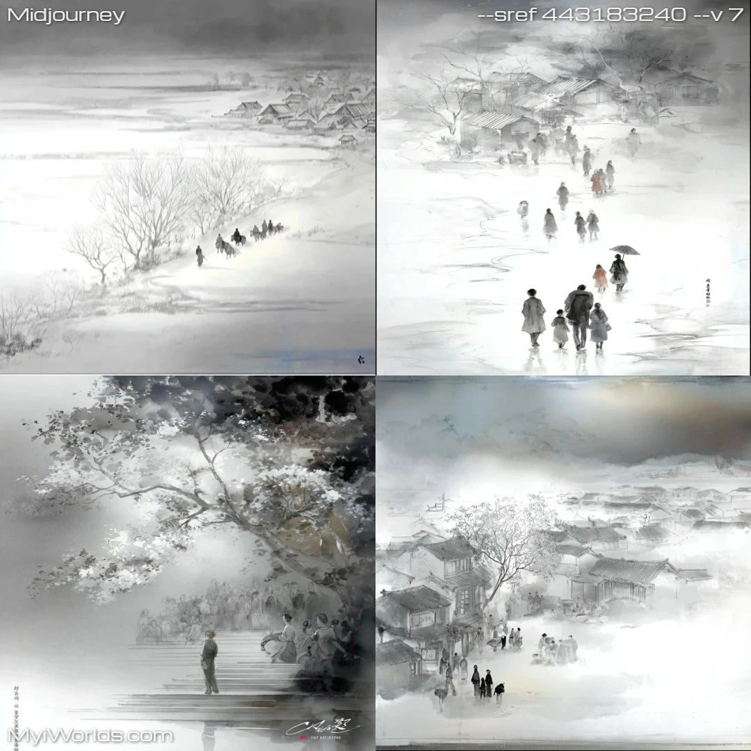 Monochromatic-ink-wash-with-textured-brush-strokes,-composed-of-contrasting-elements.