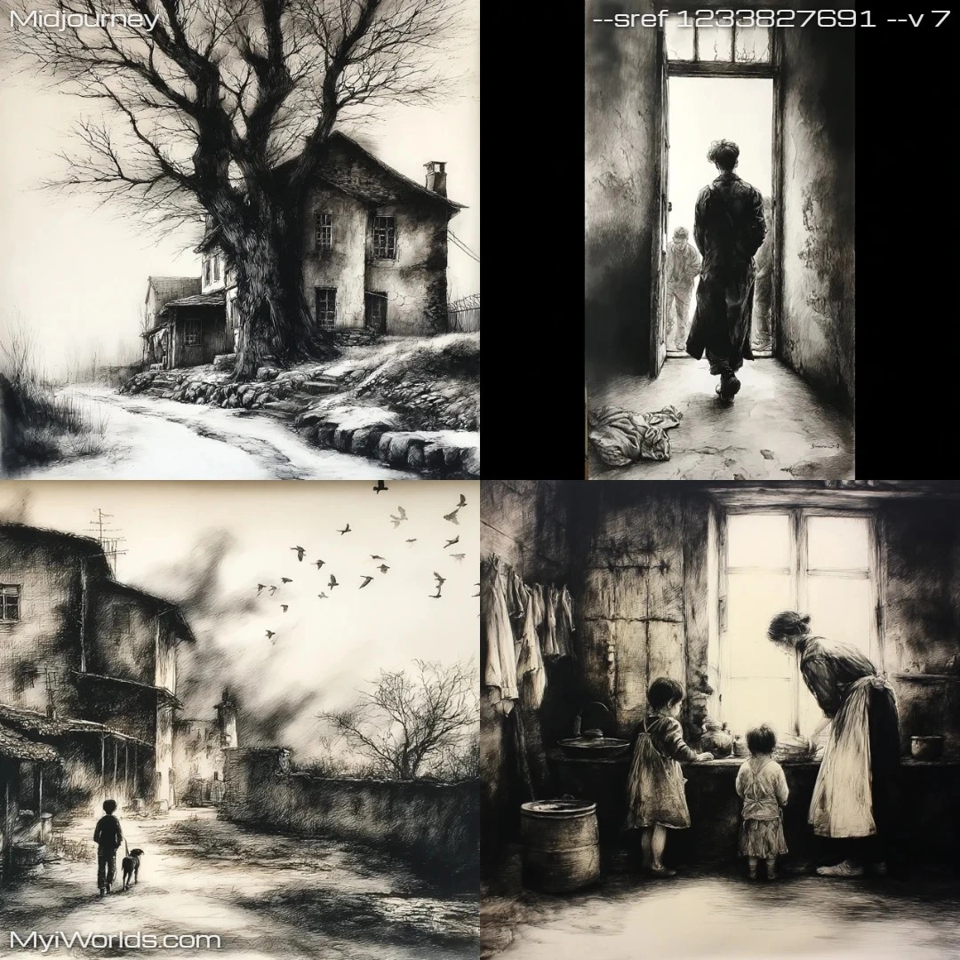 Realistic-drawing-with-a-limited-palette,-emphasizing-dark-moods-and-textures.