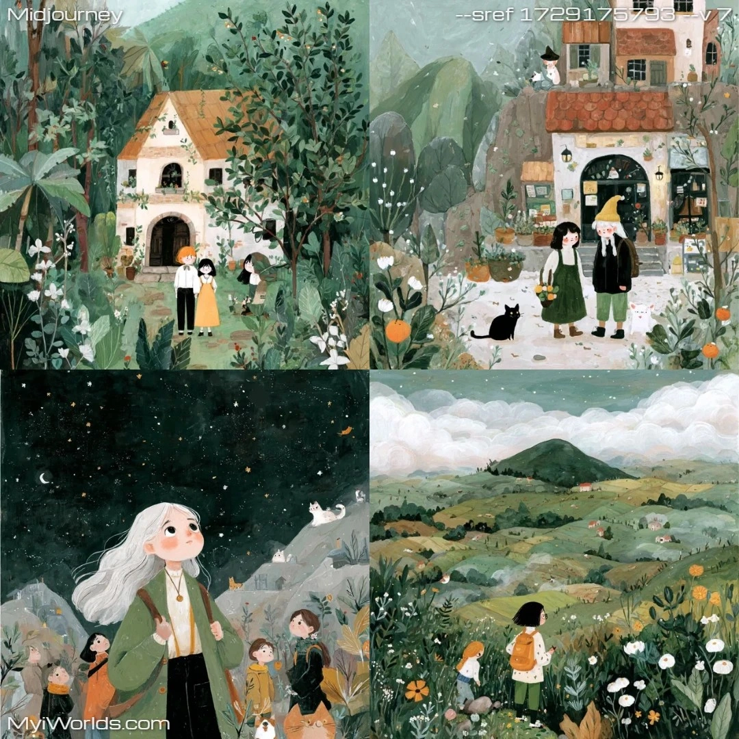 Watercolor high contrast fantasy illustration with a stylized, dreamlike quality.