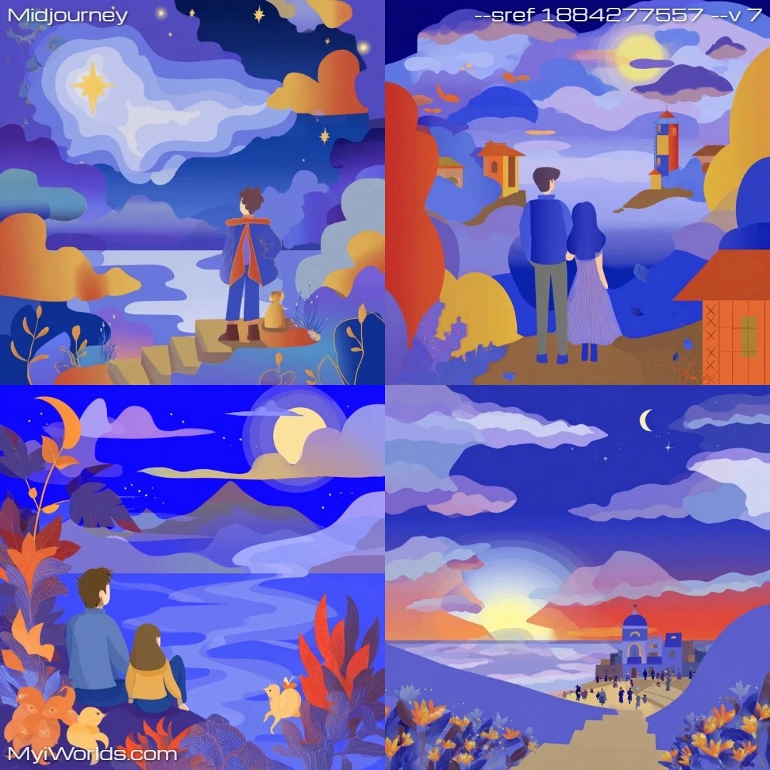 Stylized-illustration-with-evening-lighting,-featuring-a-landscape-setting.