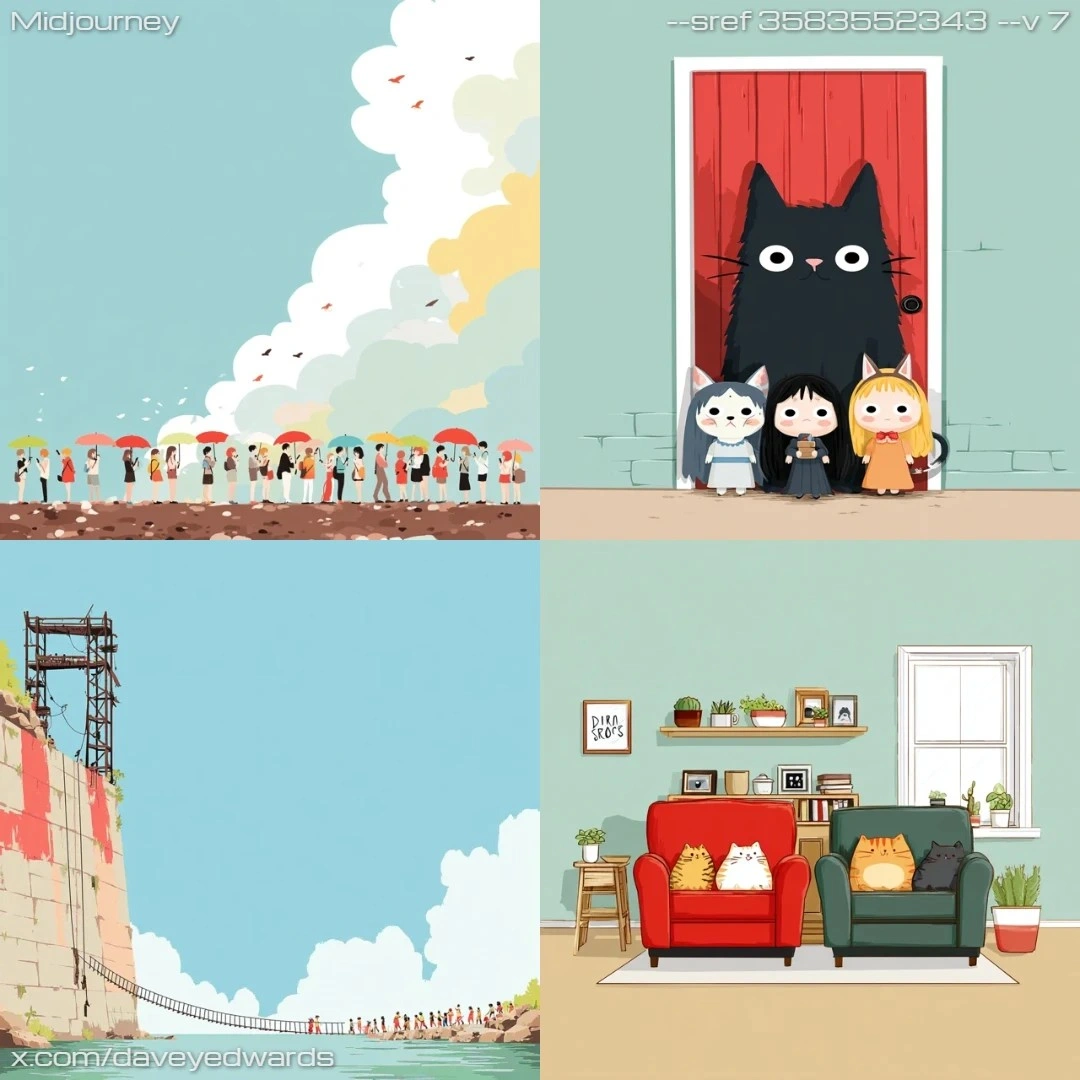 Cartoonish art with flat coloring and a cute style.