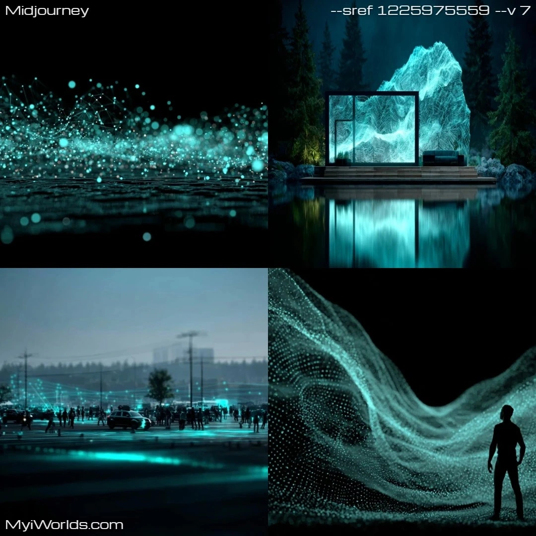 Digital art with cyberpunk neon lights and cityscape elements.