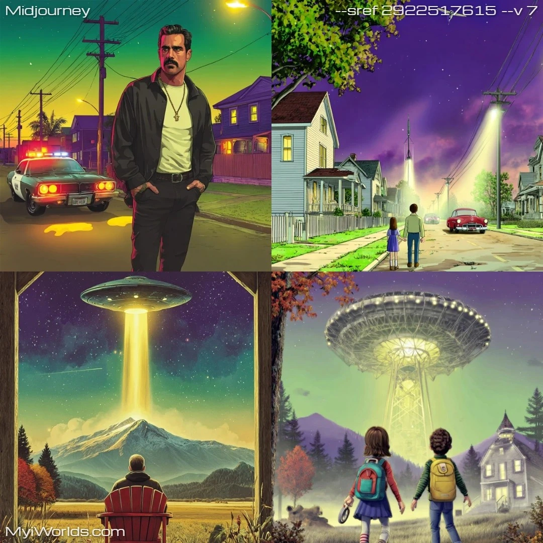Cartoonish, comic-art style with stylized characters and bright colors.