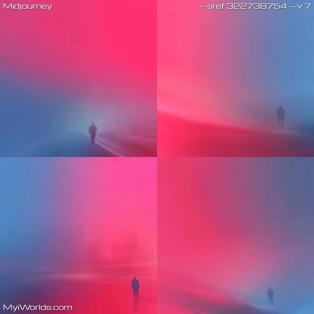 Surrealistic monochromatic art with foggy atmosphere.