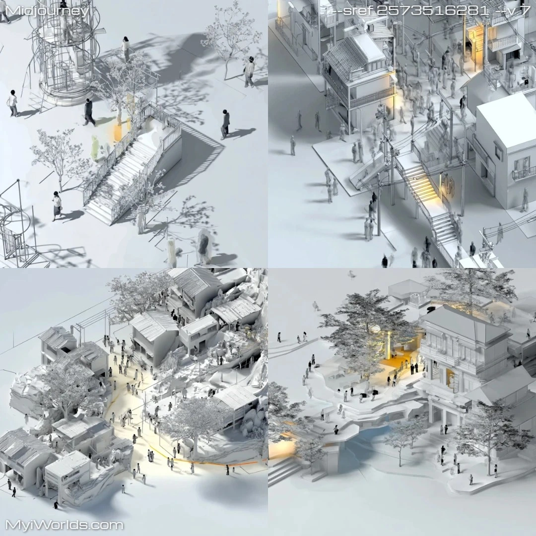 Photorealistic-urban-architectural-rendering-with-high-contrast-lighting.