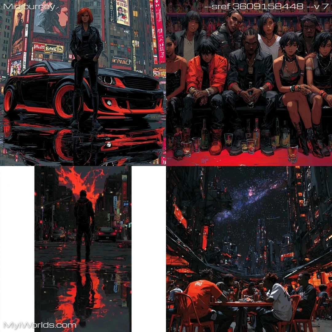 Photorealistic cyberpunk art with high contrast.