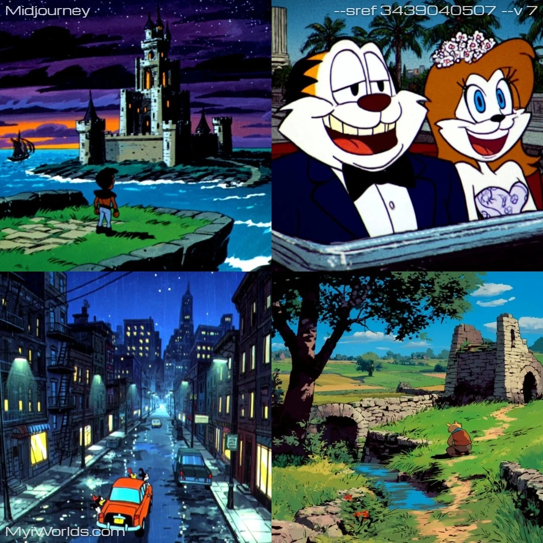 Cartoon with flat art style, featuring saturated colors.