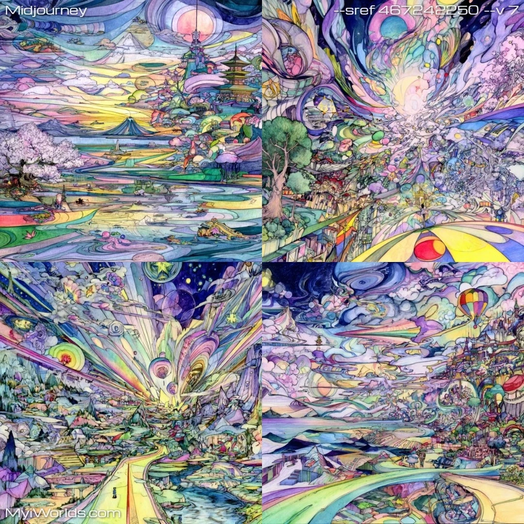 Surrealistic dreamlike art with fantasy elements featuring contrasting colors.