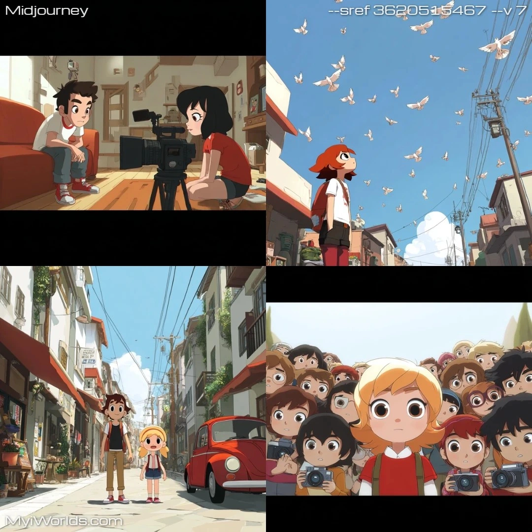 2D-animated-cartoon-with-vibrant-colors,-capturing-a-lively-urban-scene.