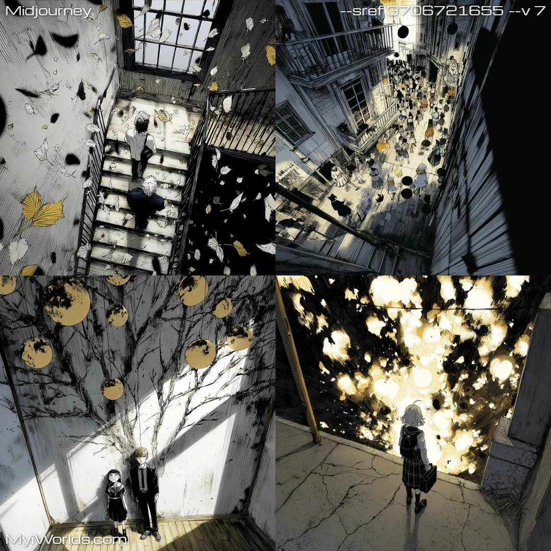 Manga-with-monochromatic-color-scheme,-detailed-line-work-in-perspective-view.