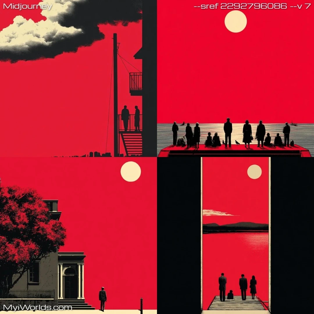 Surrealistic-art-with-monochromatic-color-scheme-and-stylized-composition.
