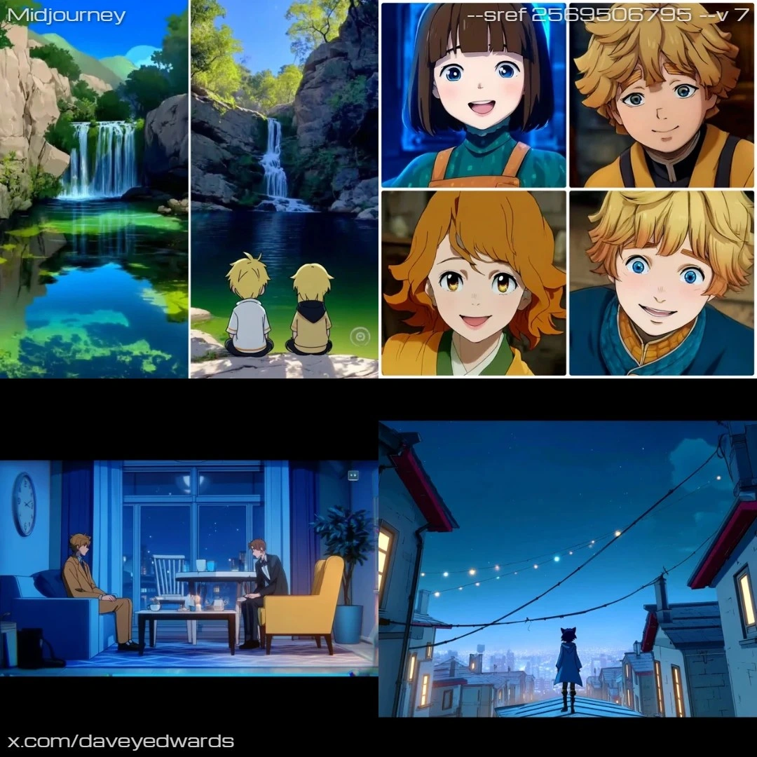 Anime style with manga influence, featuring stylized illustrations and a light source that gives a warm ambiance.