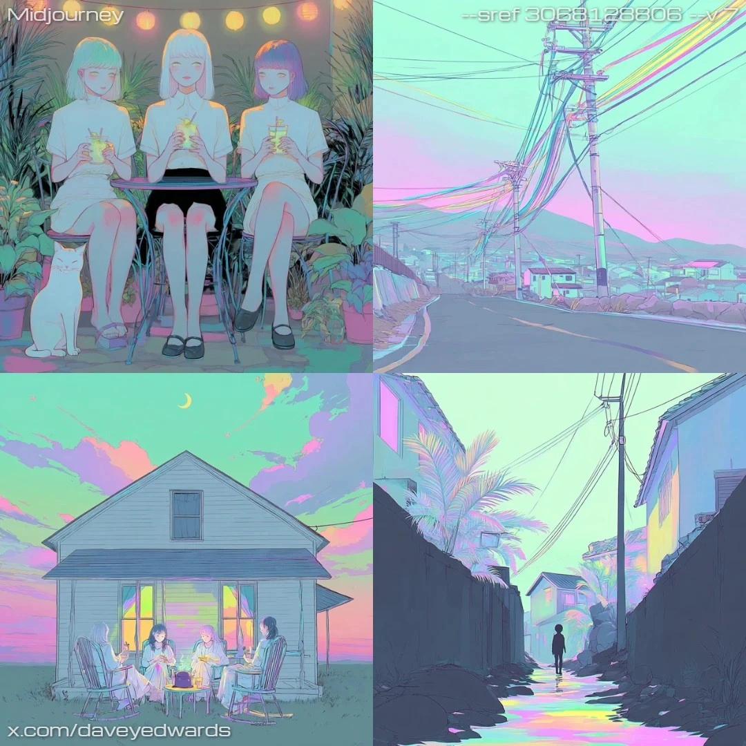 Stylized digital art with neon lighting effects and a surreal atmosphere.