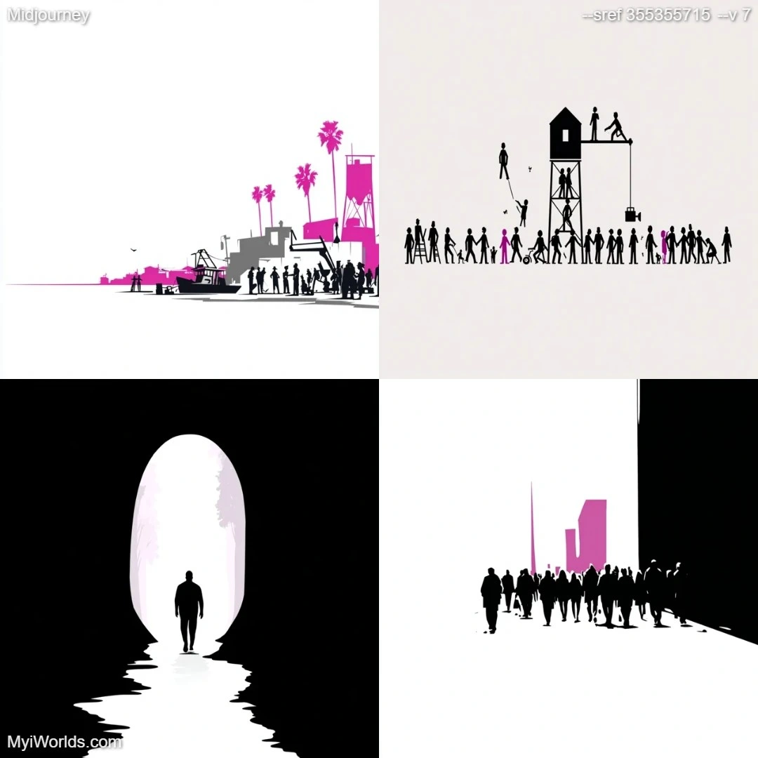 Monochromatic graphic illustration with high contrast.