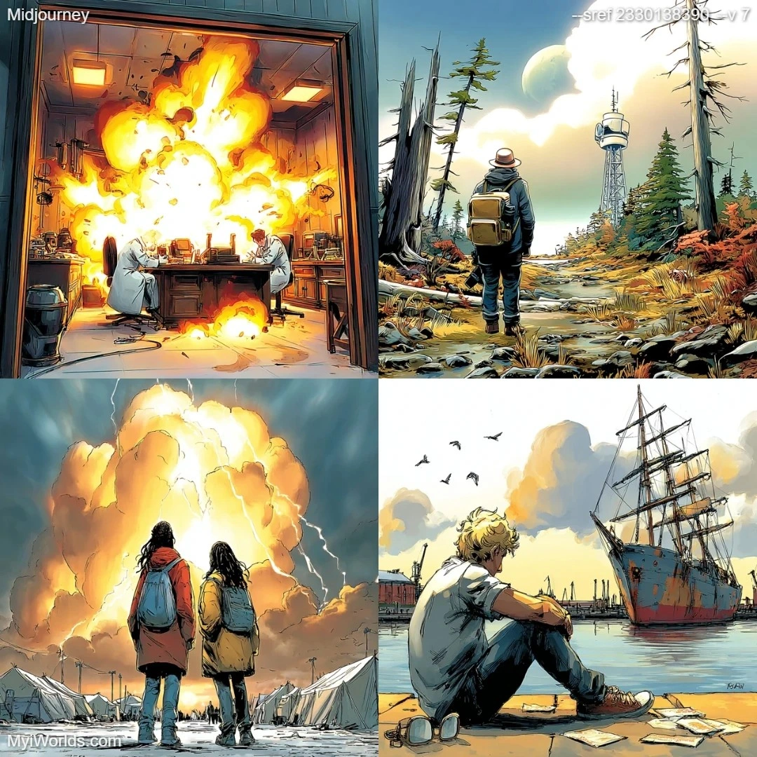Realistic comic art with high contrast.