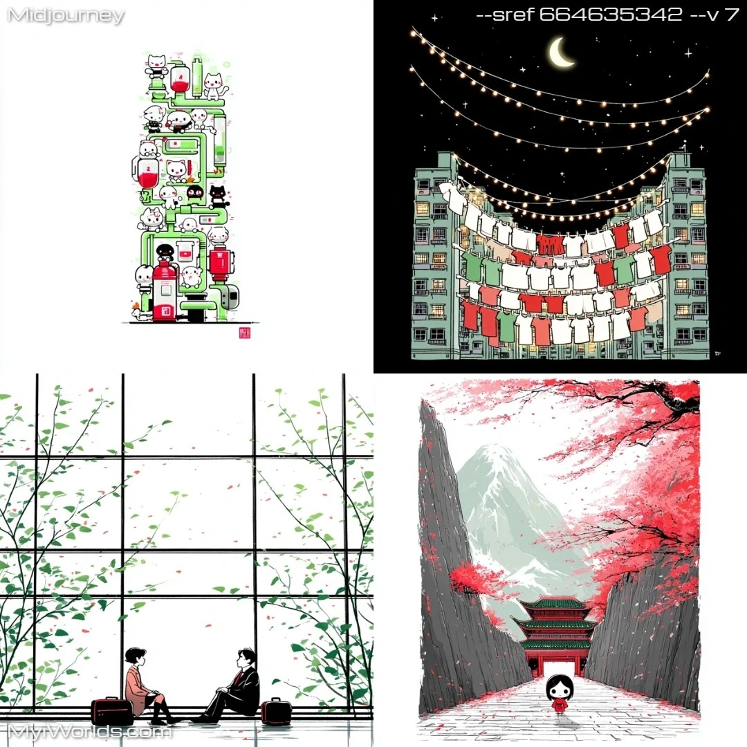 Manga-inspired digital art with flat colors and an isometric perspective.
