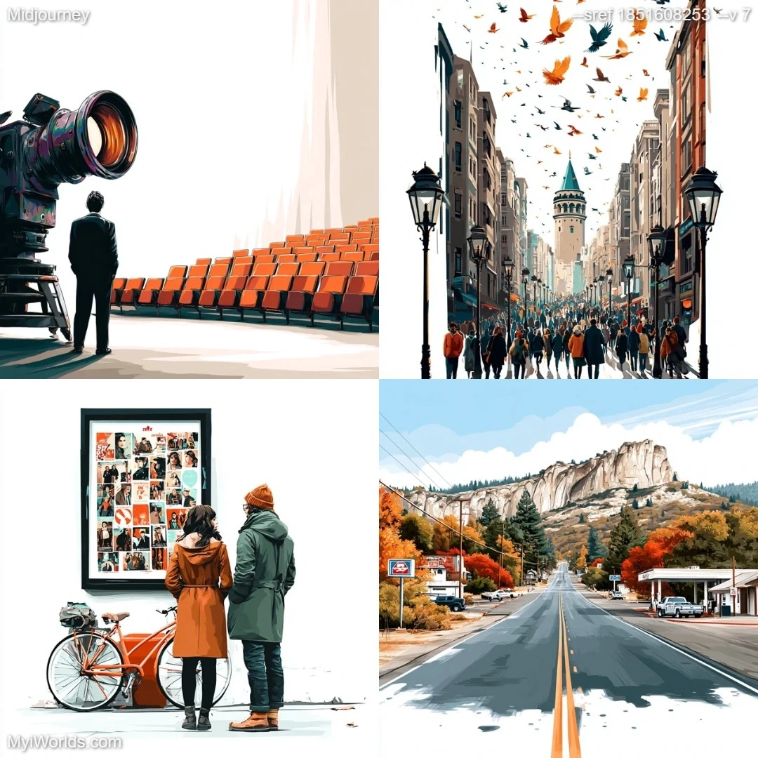 Digital art with high contrast in a minimalistic urban landscape.