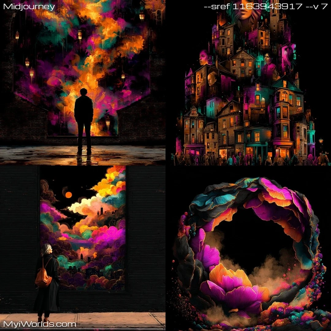 Photorealistic with high contrast, featuring surreal elements.