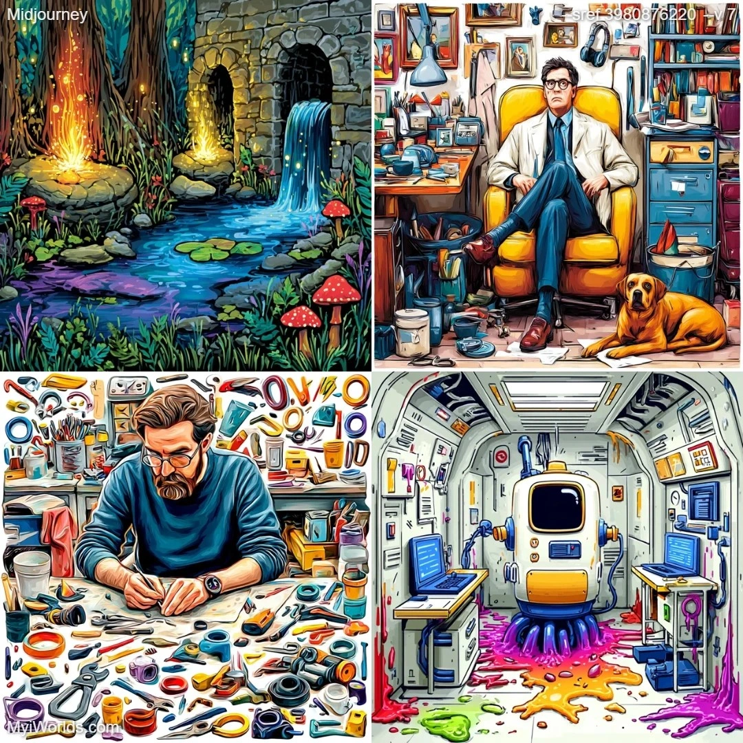 Digital fantasy illustration with comic-style elements.